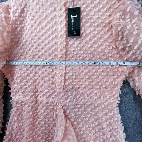 Miss Ord Dress 3XL Pink Lantern Sleeve Ruffle Textured Flounce Romantic Girly - Picture 3 of 7